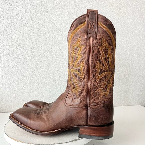 Rod Patrick Mens Cowboy Boots 13.5C Perro Loco Brown Leather Western Square Toe - Picture 4 of 12
